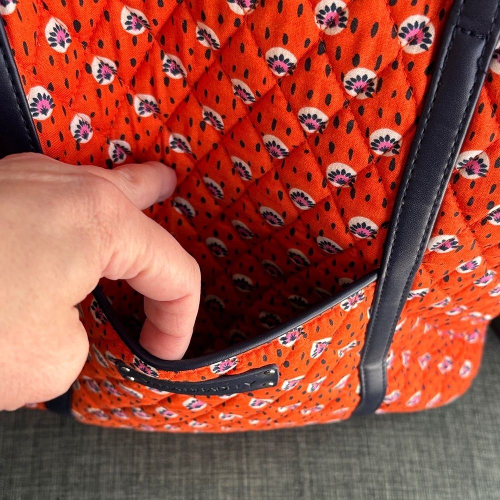Vera Bradley Trimmed Rio Rosie large Tote purse shoulder bag orange NWOT beach - Picture 5 of 12